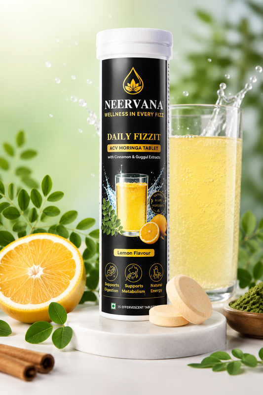Neervana Daily Fizzit | ACV & Moringa Effervescent Tablets (Lemon Flavor) - 15 Tablets